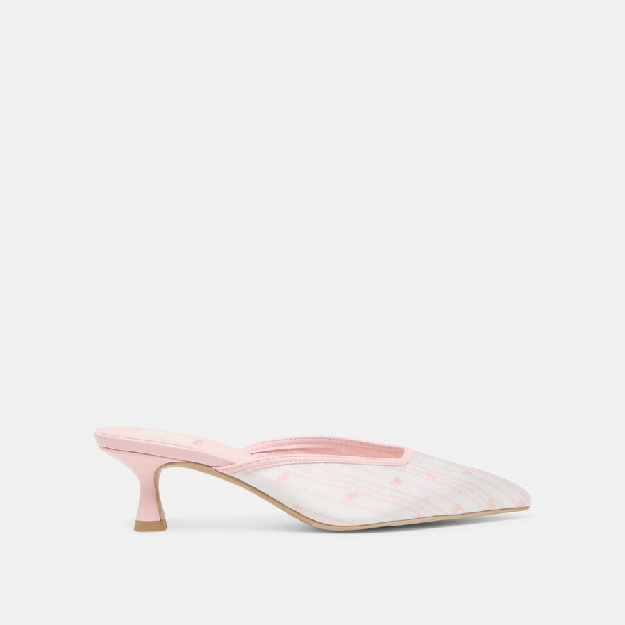 cleo x byrdie golf-pumps mit breiter ferse rosa geblümtes satin