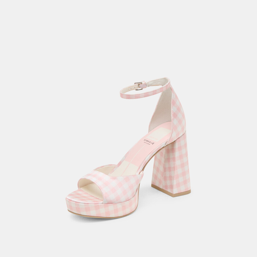 pandro x byrdie golf-absätze mit breiter ferse rosa kariert
