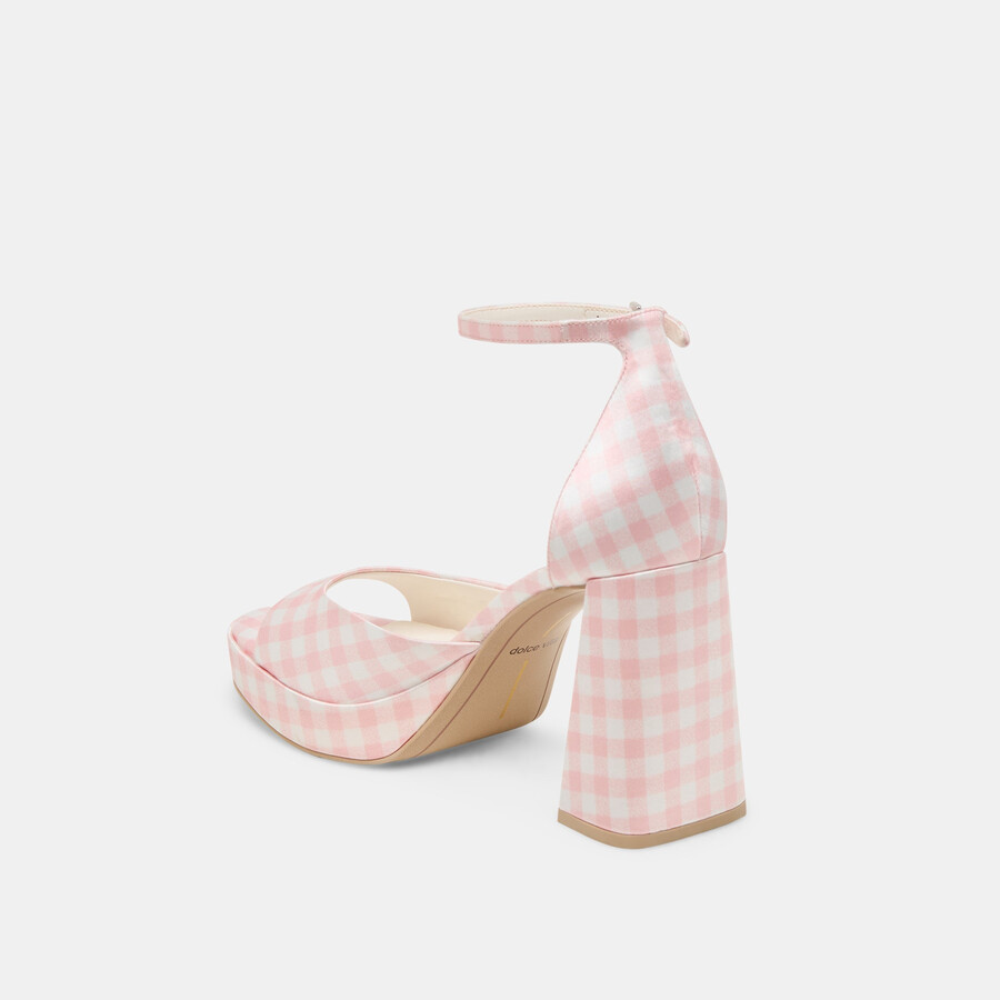 pandro x byrdie golf-absätze mit breiter ferse rosa kariert