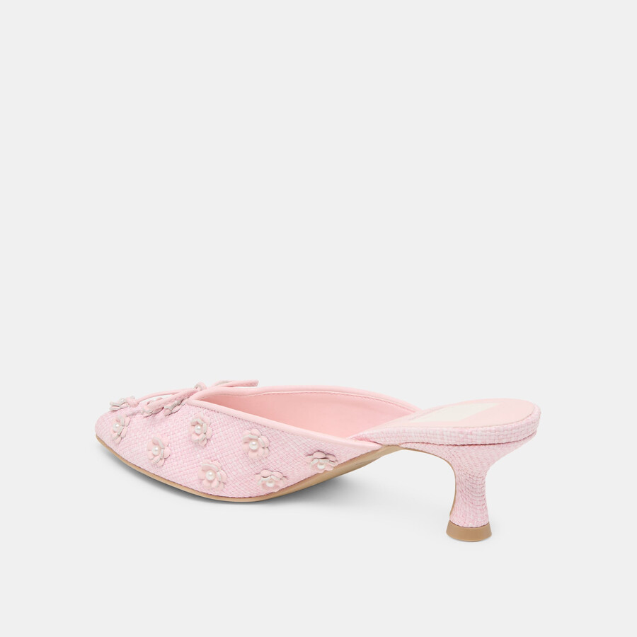 camilo x byrdie golf wide heels pink raffia