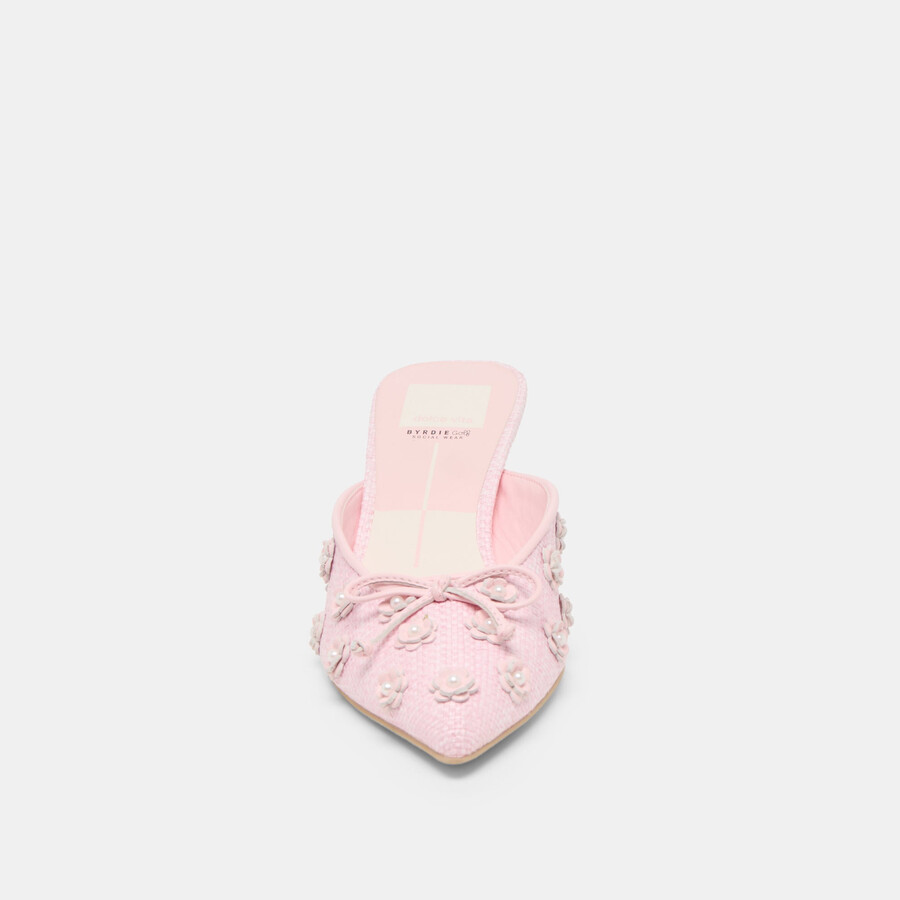camilo x byrdie golf wide heels pink raffia