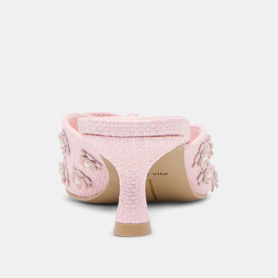 camilo x byrdie golf wide heels pink raffia