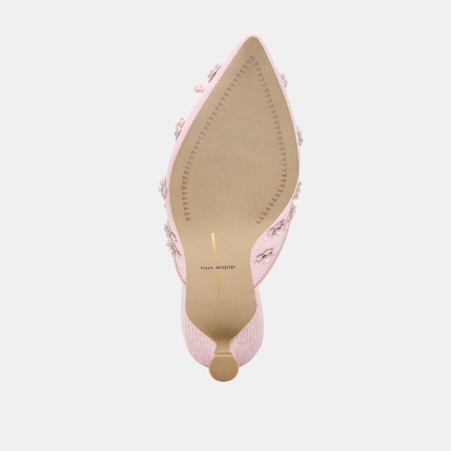 camilo x byrdie golf wide heels pink raffia