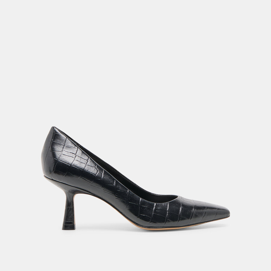 briona heels noir kroko-geprägtes leder