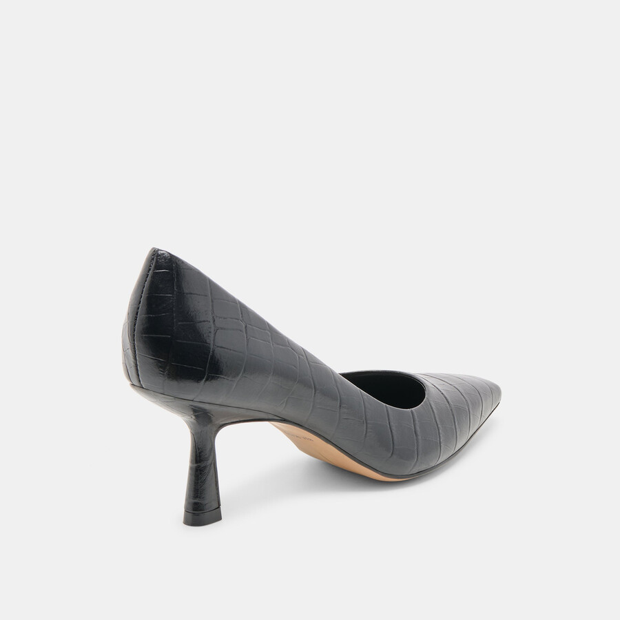 briona heels noir kroko-geprägtes leder