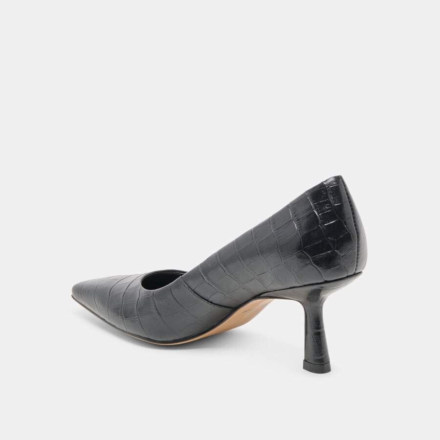 briona heels noir kroko-geprägtes leder