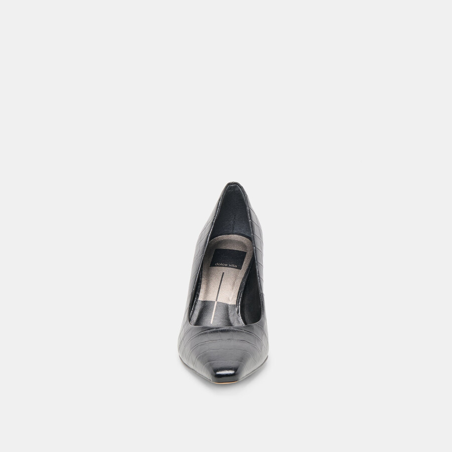 briona heels noir kroko-geprägtes leder