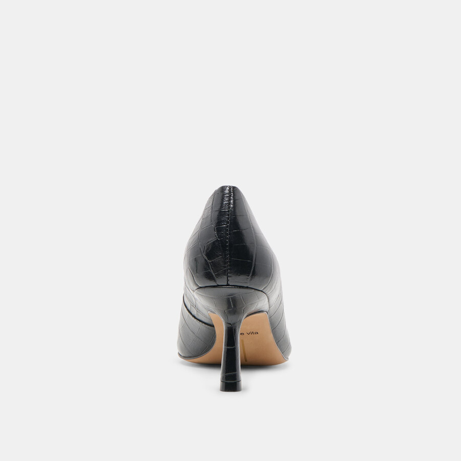 briona heels noir kroko-geprägtes leder
