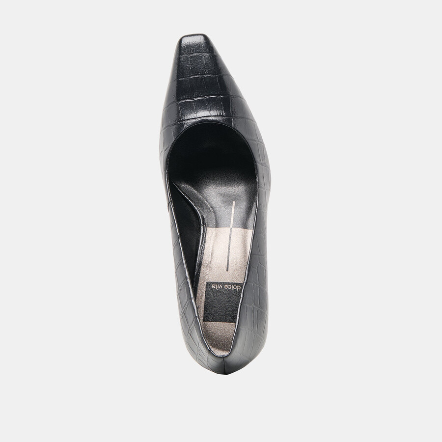 briona heels noir kroko-geprägtes leder