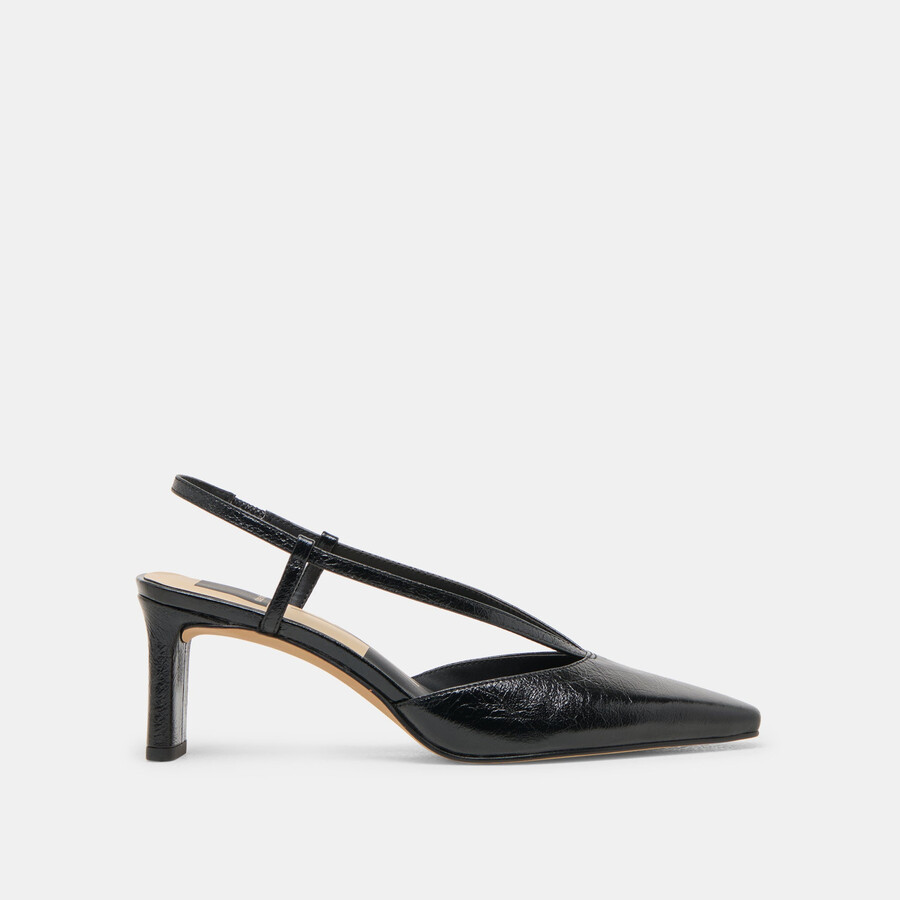 giney heels aus schwarzem leder