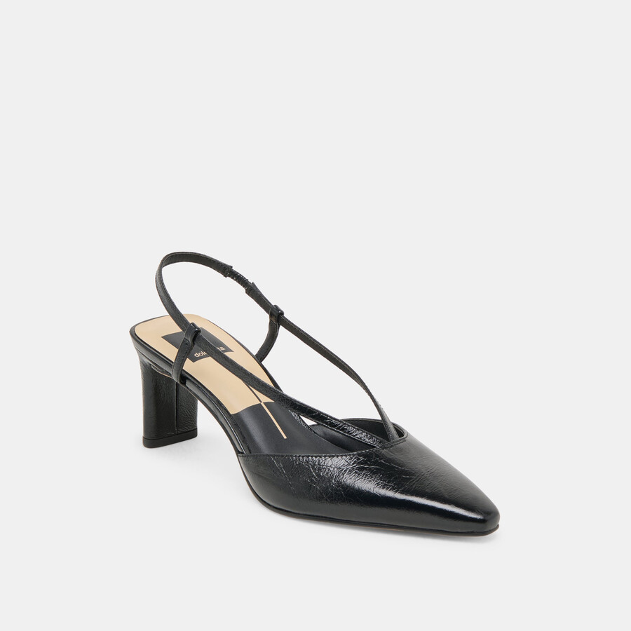 giney heels aus schwarzem leder