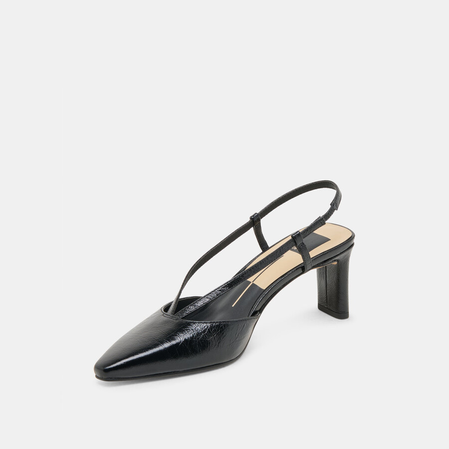 giney heels aus schwarzem leder