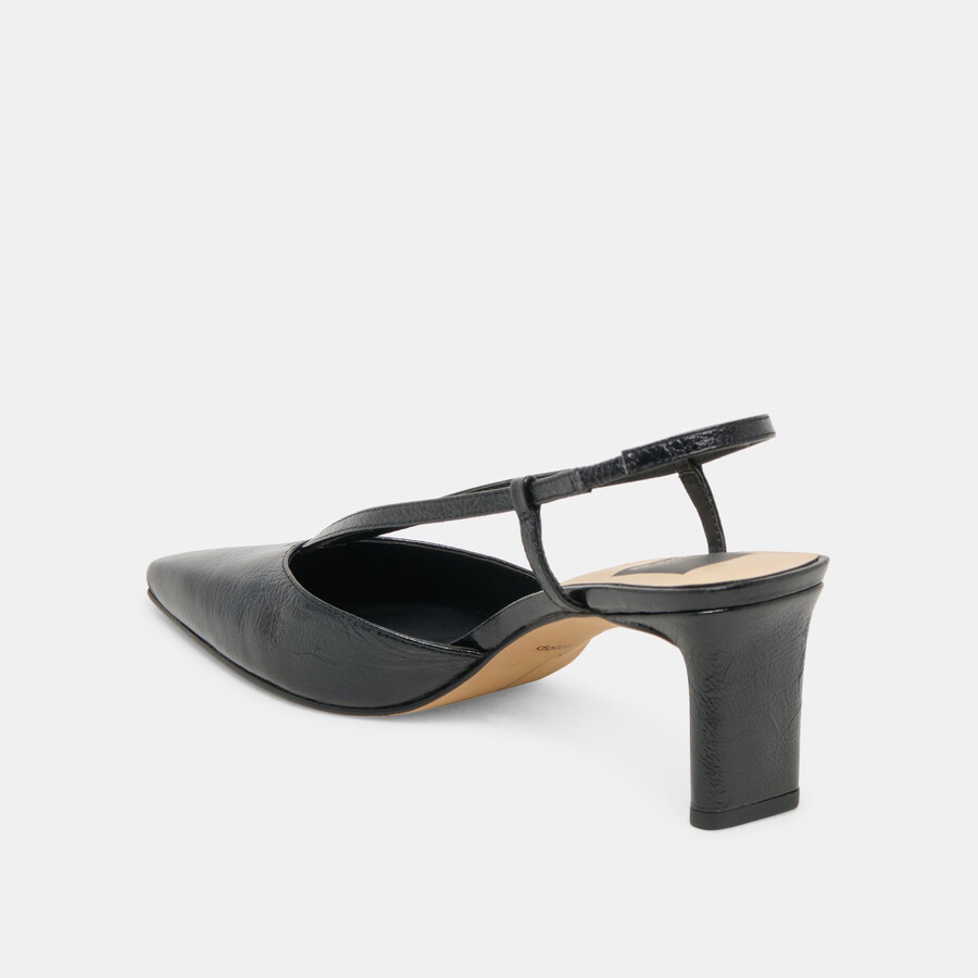 giney heels aus schwarzem leder