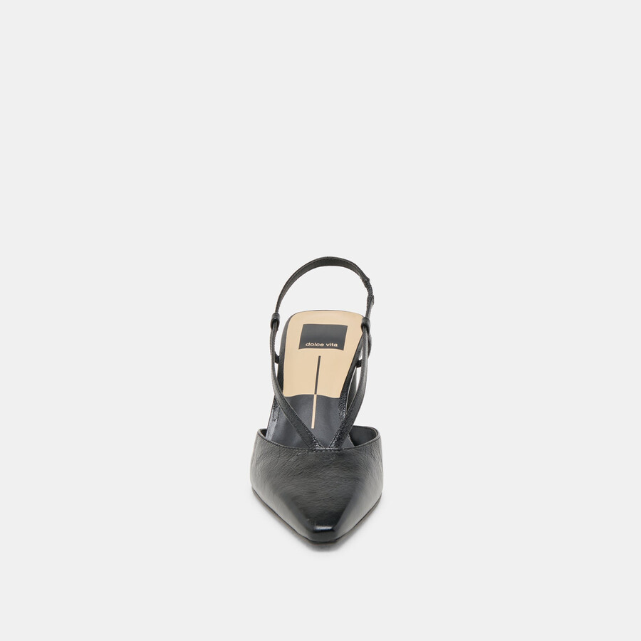 giney heels aus schwarzem leder