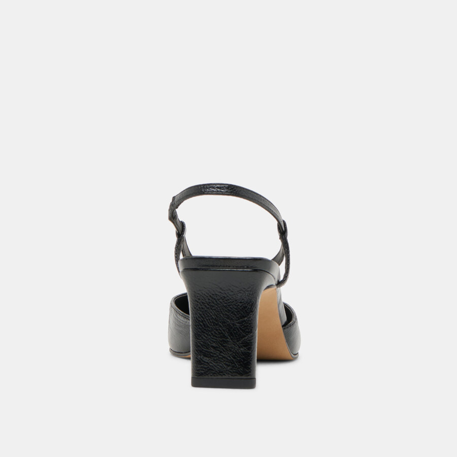giney heels aus schwarzem leder