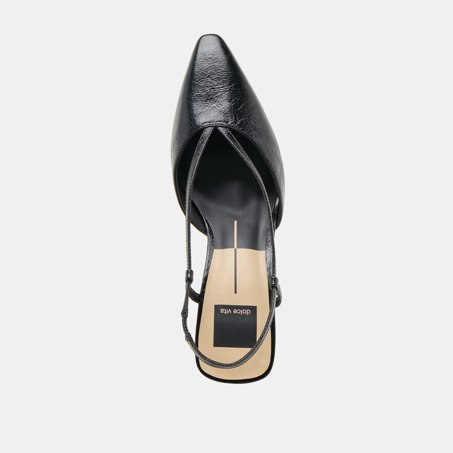 giney heels aus schwarzem leder