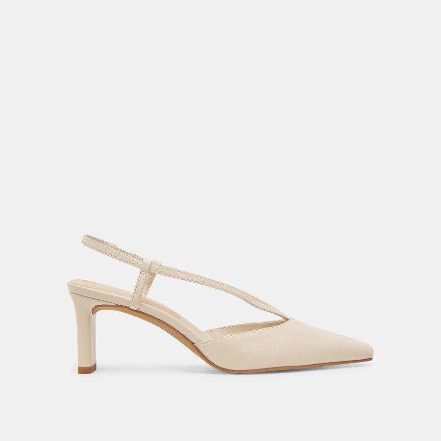 giney heels aus knochenfarbenem leder