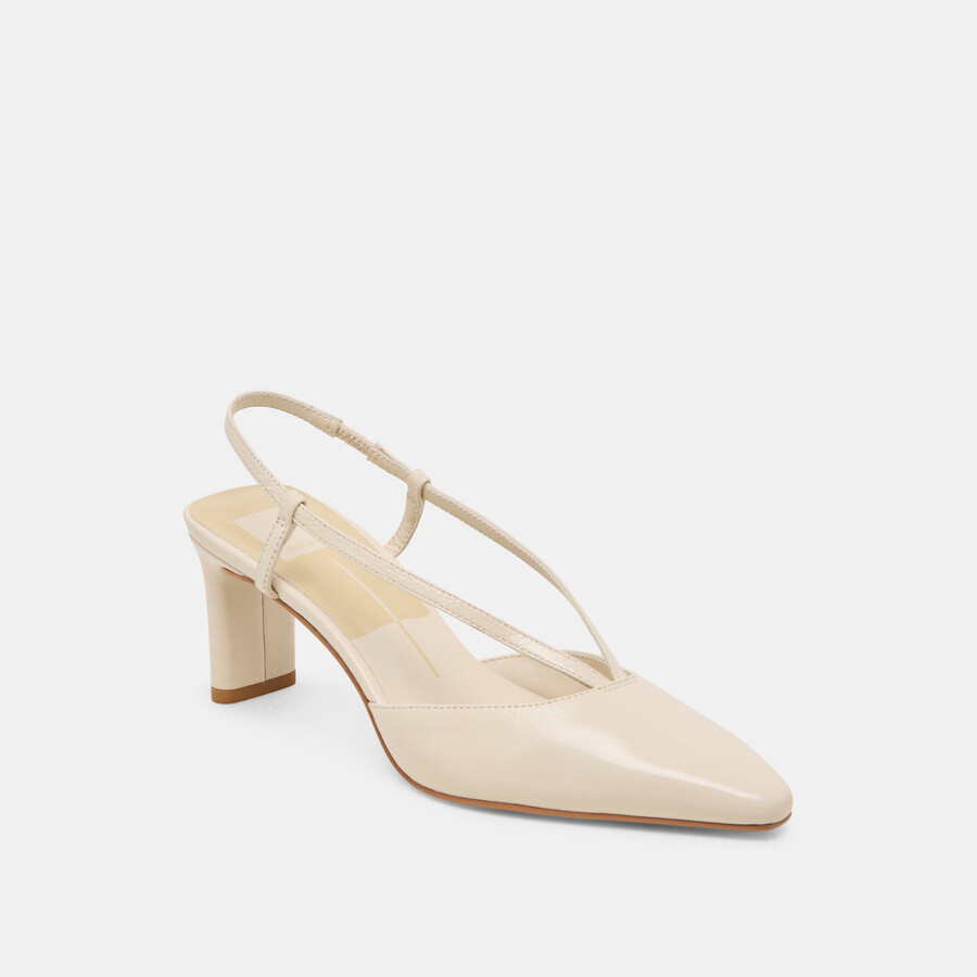 giney heels aus knochenfarbenem leder