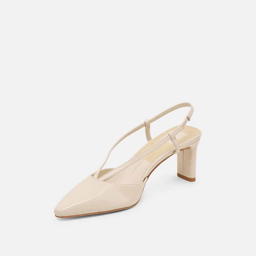 giney heels aus knochenfarbenem leder