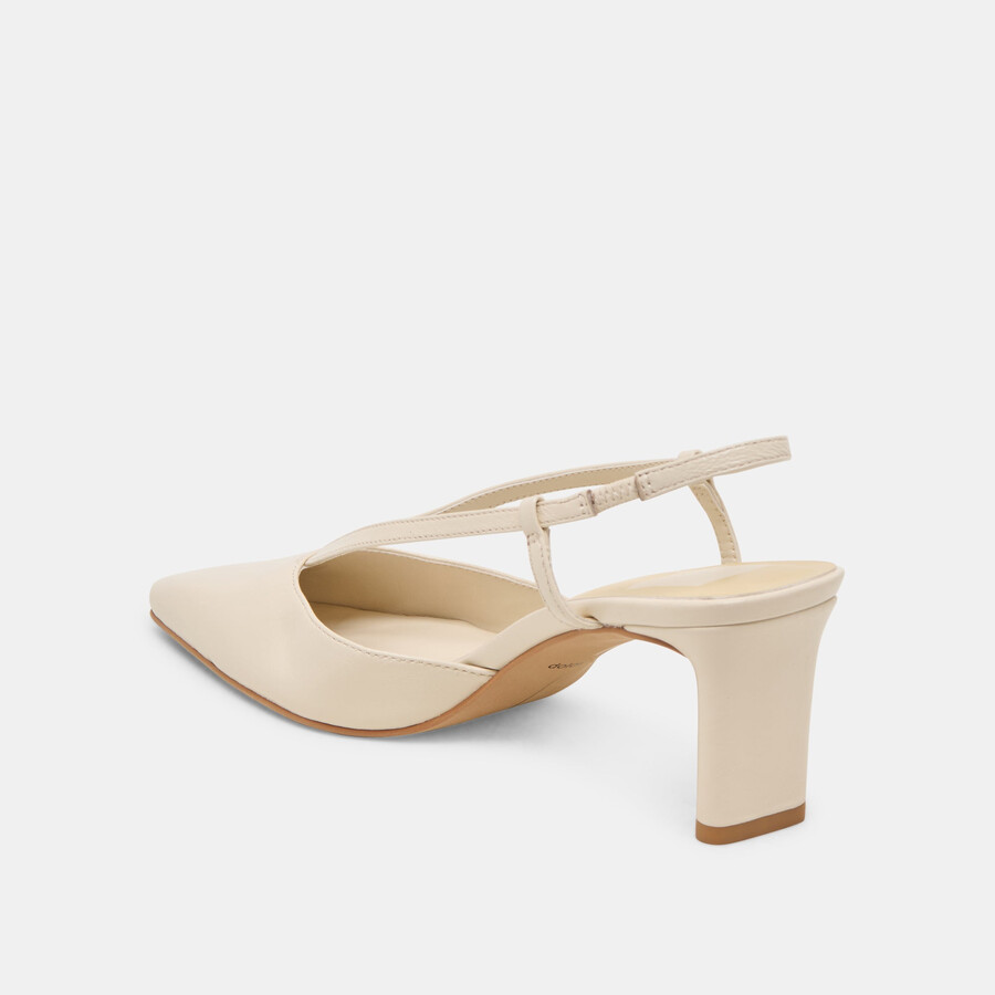 giney heels aus knochenfarbenem leder
