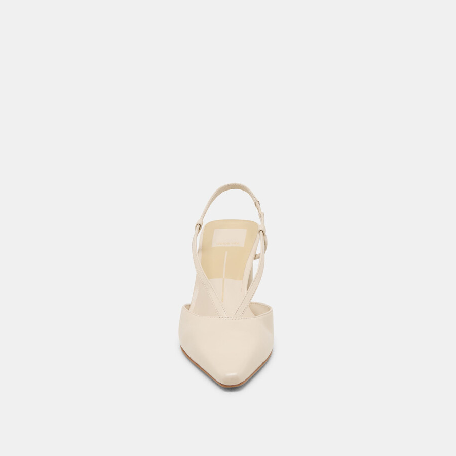 giney heels aus knochenfarbenem leder