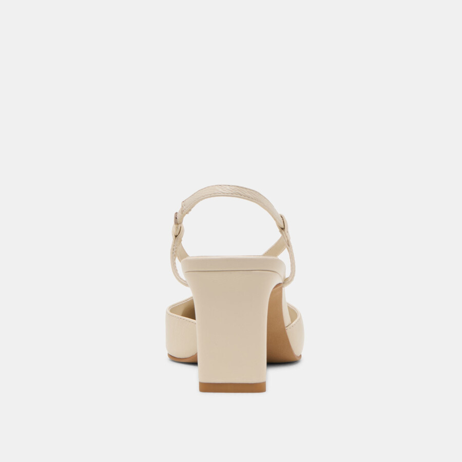 giney heels aus knochenfarbenem leder
