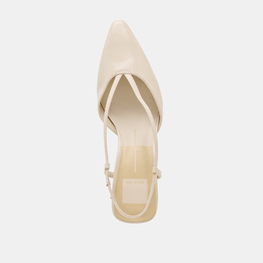 giney heels aus knochenfarbenem leder