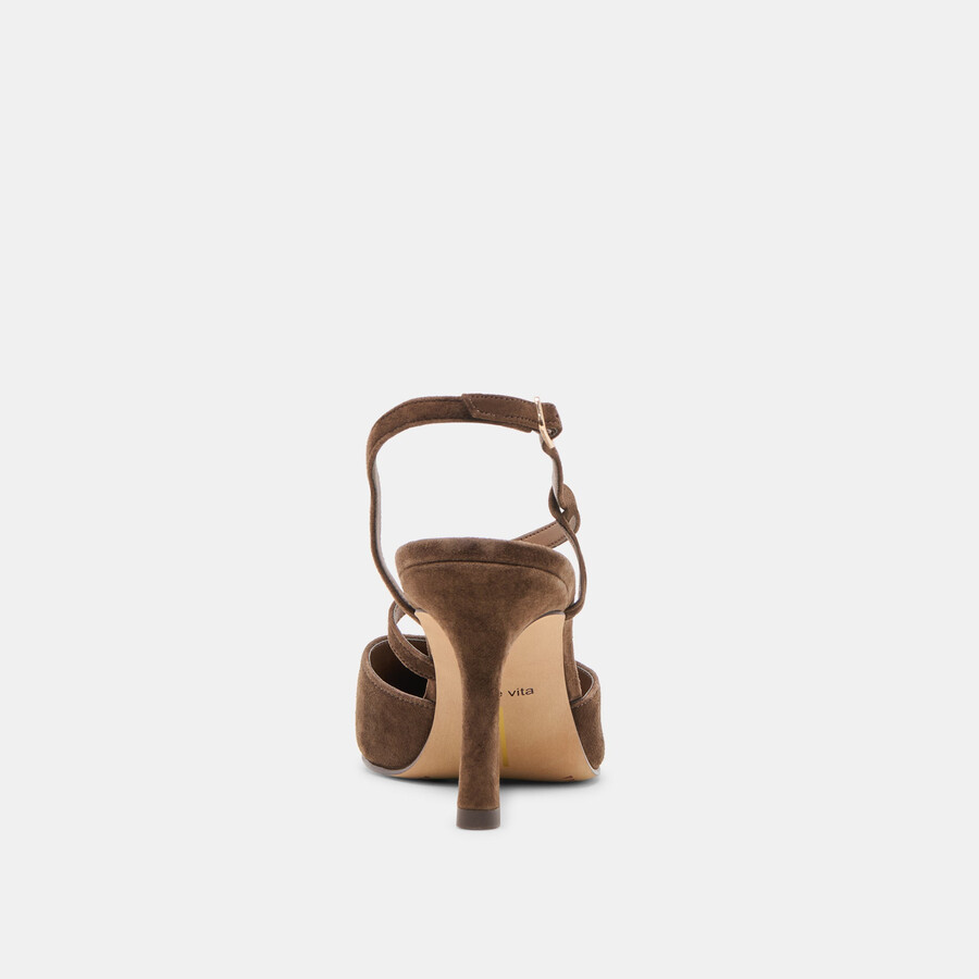 kamra heels dunkelbraunes wildleder