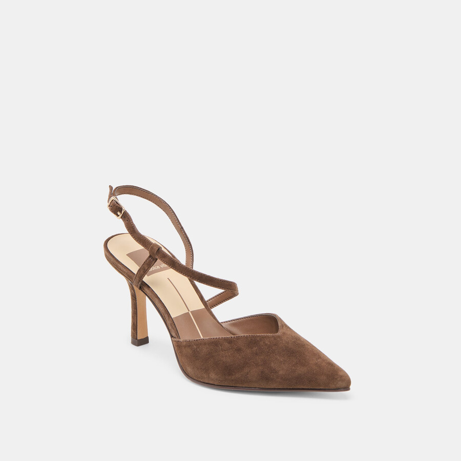 kamra heels dunkelbraunes wildleder