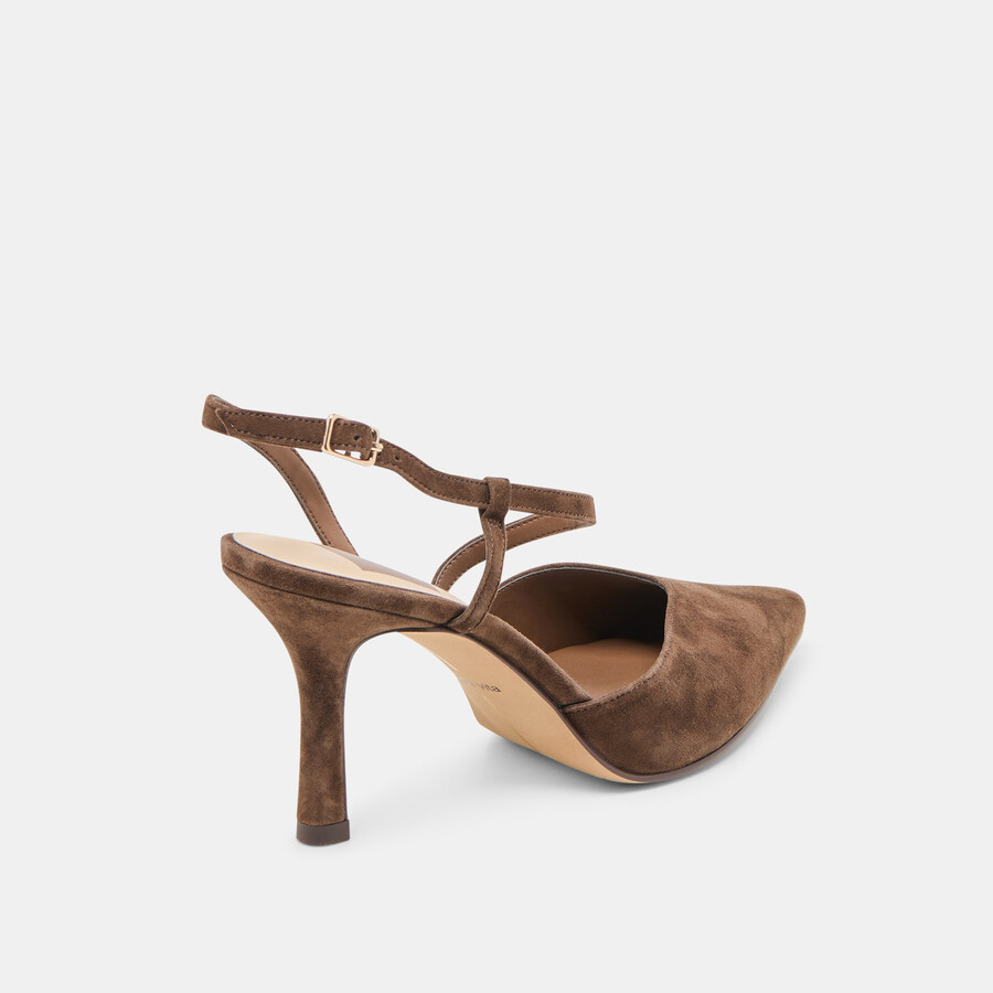 kamra heels dunkelbraunes wildleder