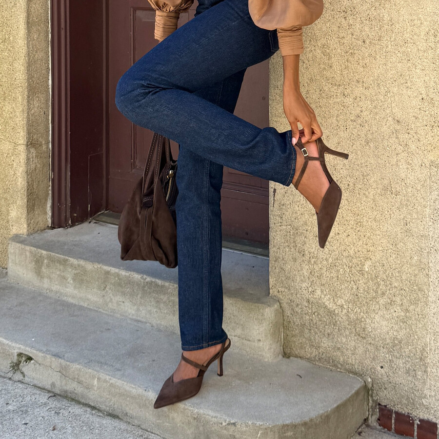 kamra heels dunkelbraunes wildleder