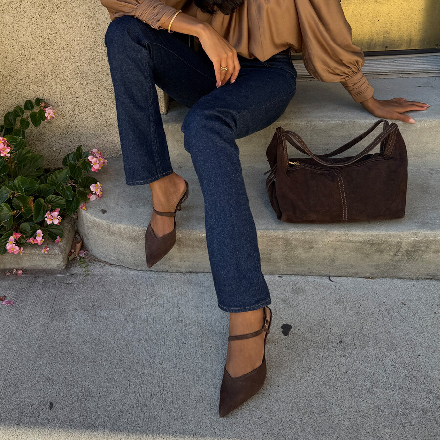 kamra heels dunkelbraunes wildleder