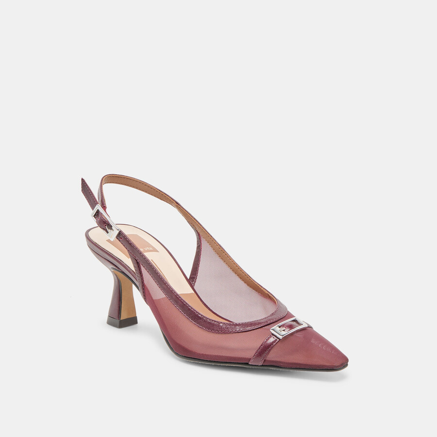 lorine heels burgunderrotes mesh