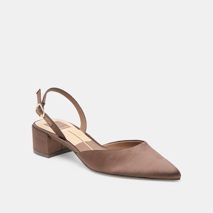carel heels in dunkelbraunem satin
