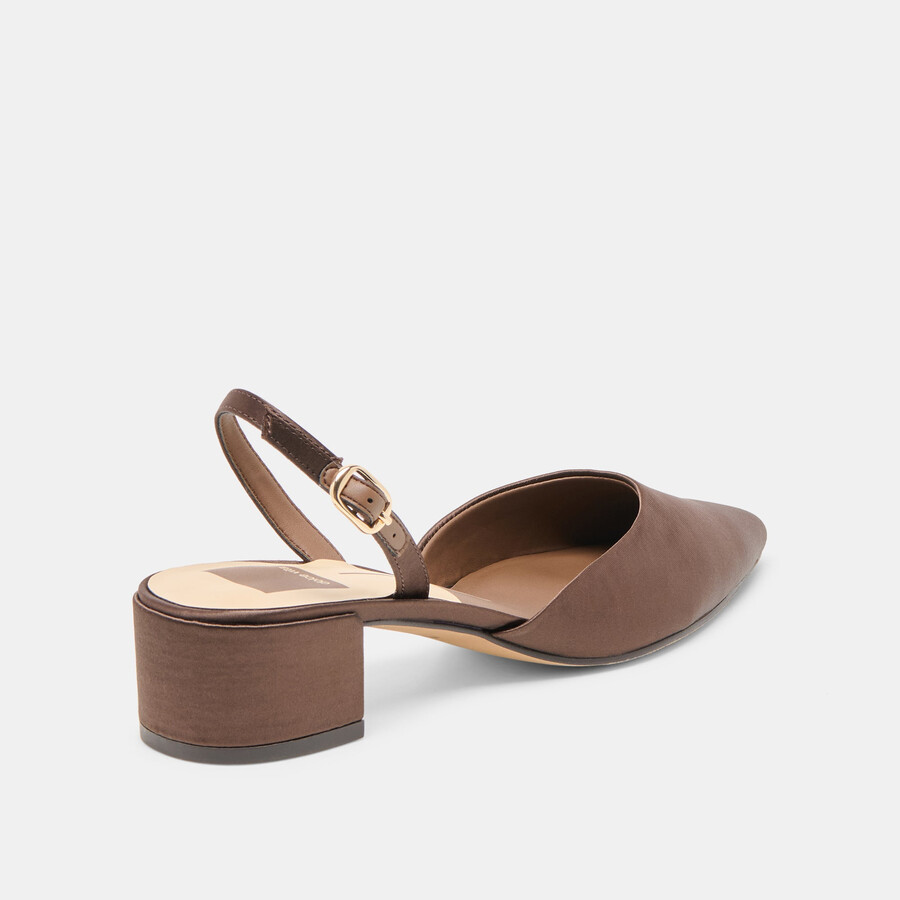 carel heels in dunkelbraunem satin