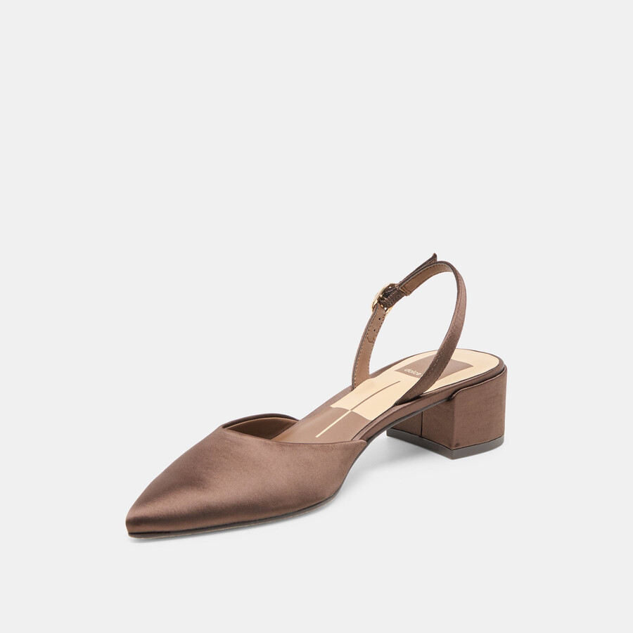 carel heels in dunkelbraunem satin