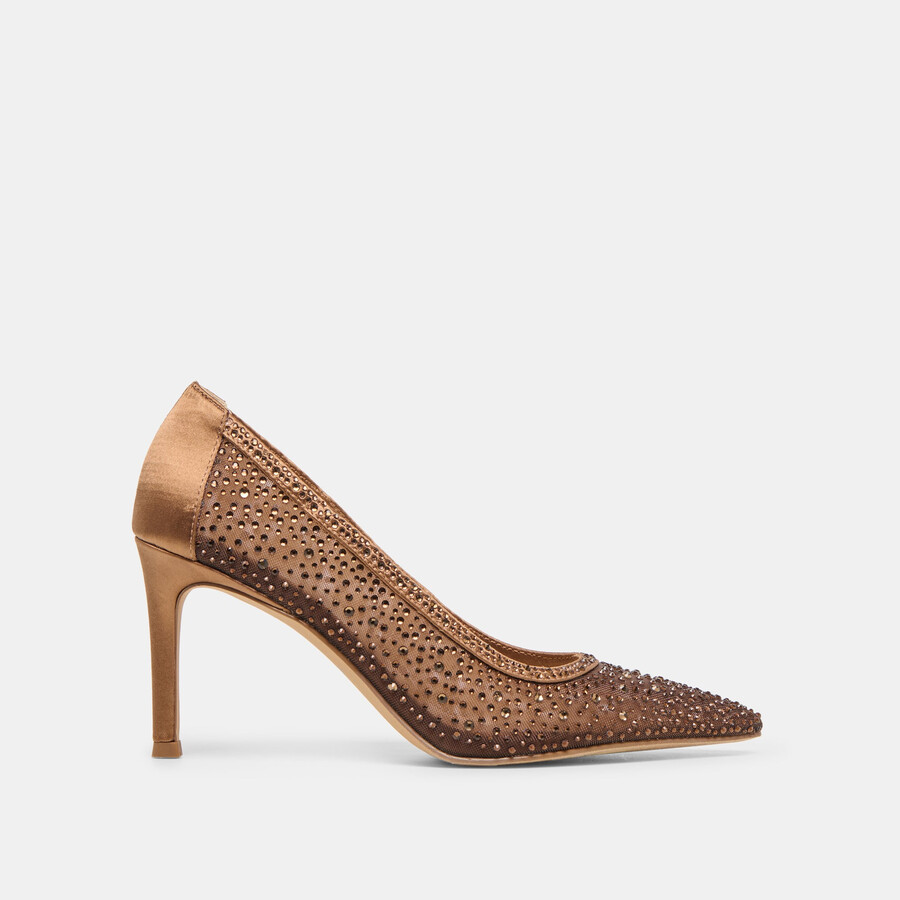 kashe kristall-heels mittelbraunes mesh