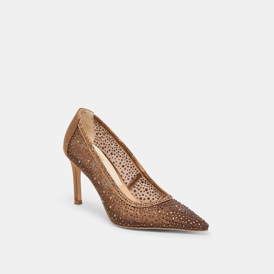 kashe kristall-heels mittelbraunes mesh