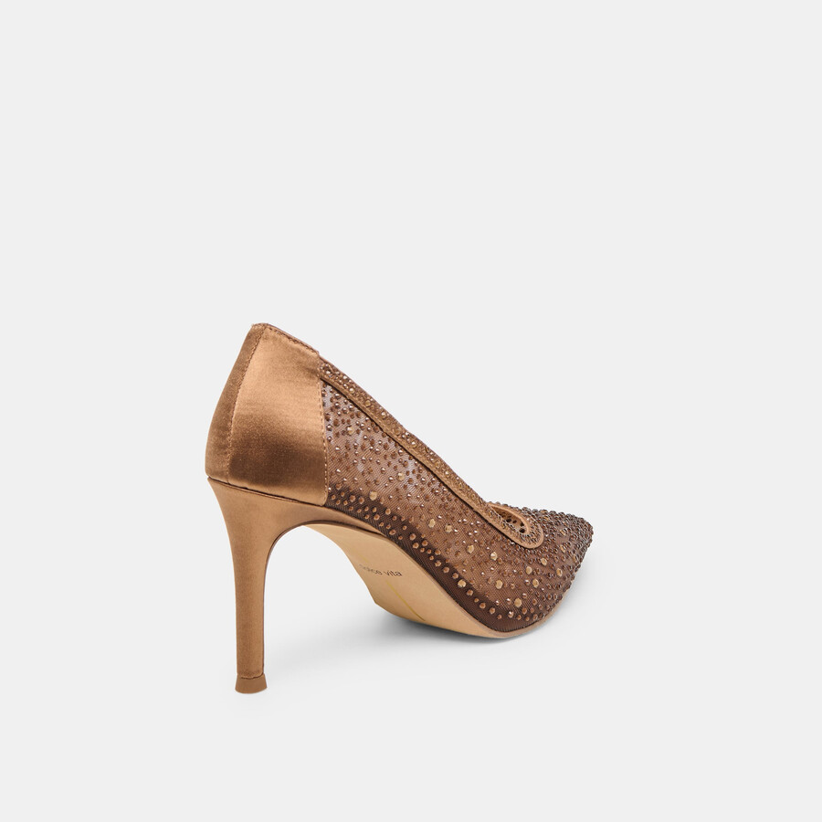 kashe kristall-heels mittelbraunes mesh