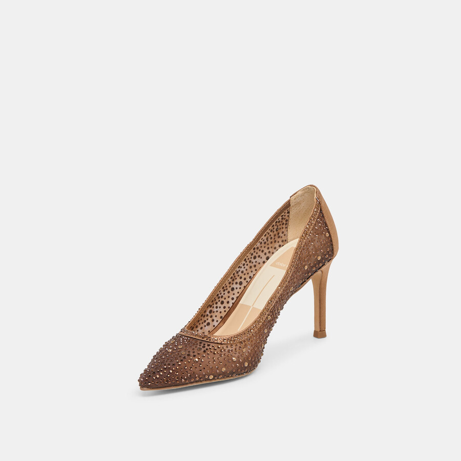 kashe kristall-heels mittelbraunes mesh