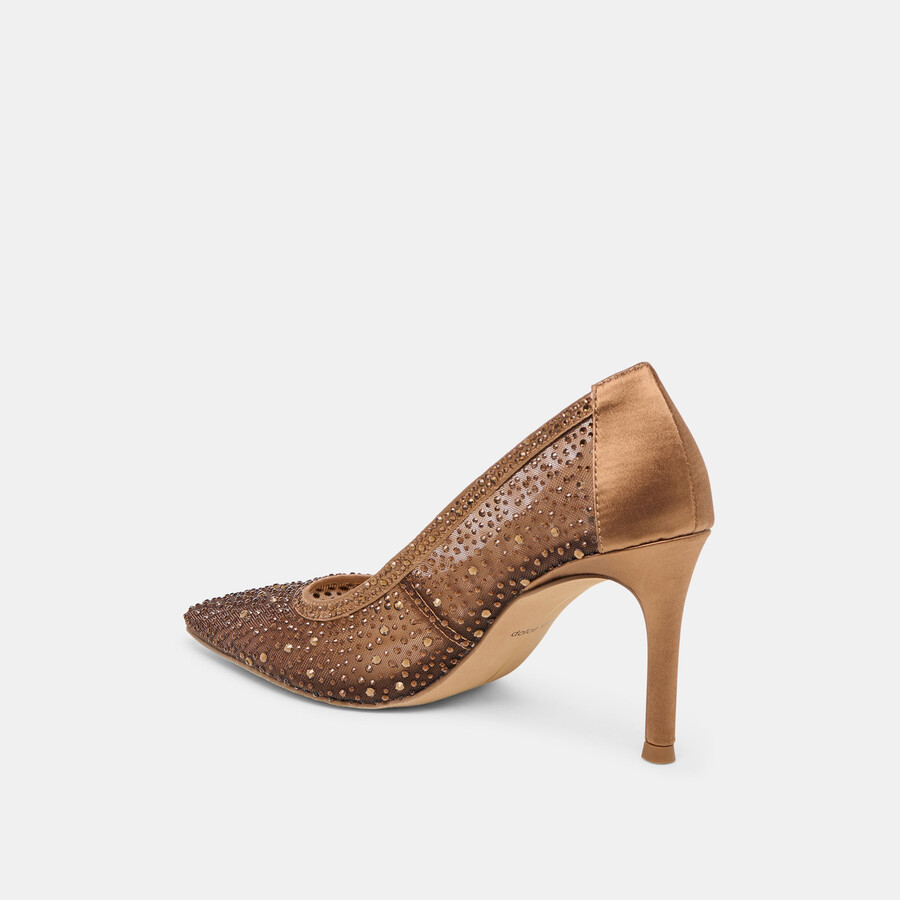 kashe kristall-heels mittelbraunes mesh