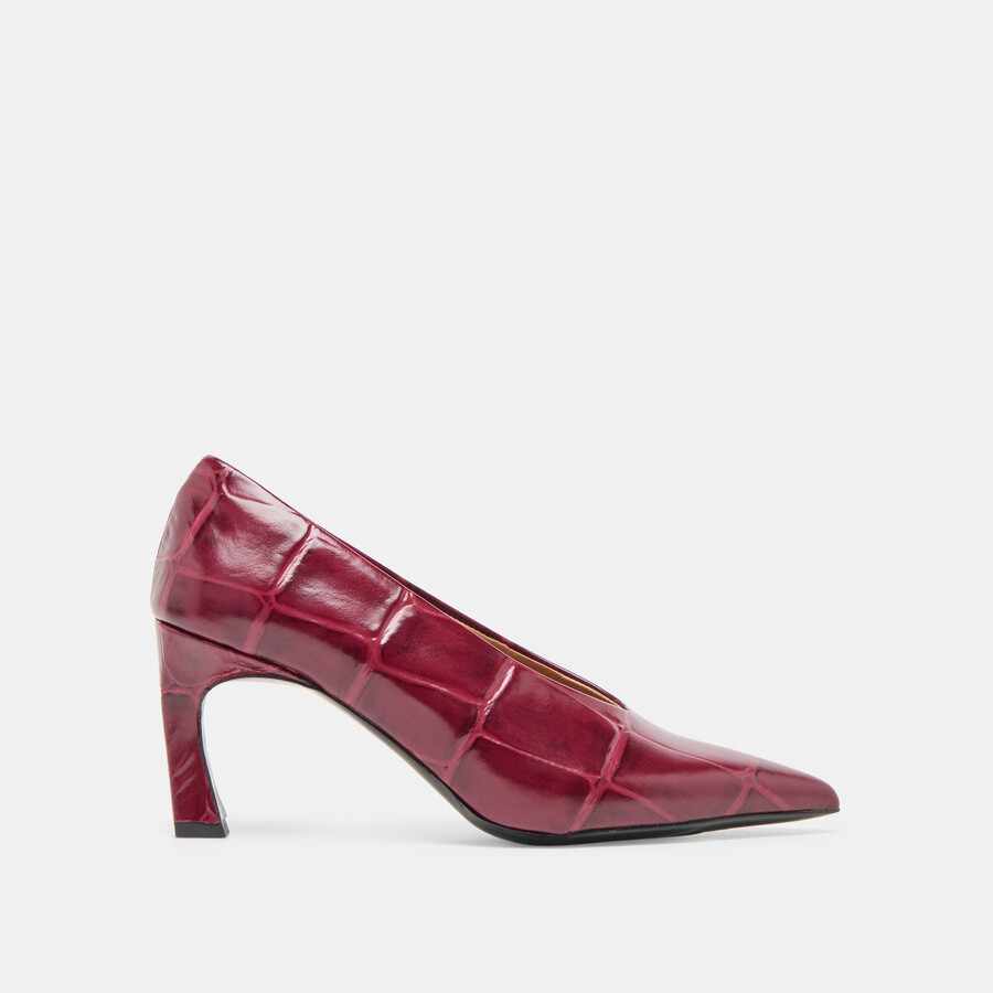 midge heels burgunderrotes leder mit krokoprägung