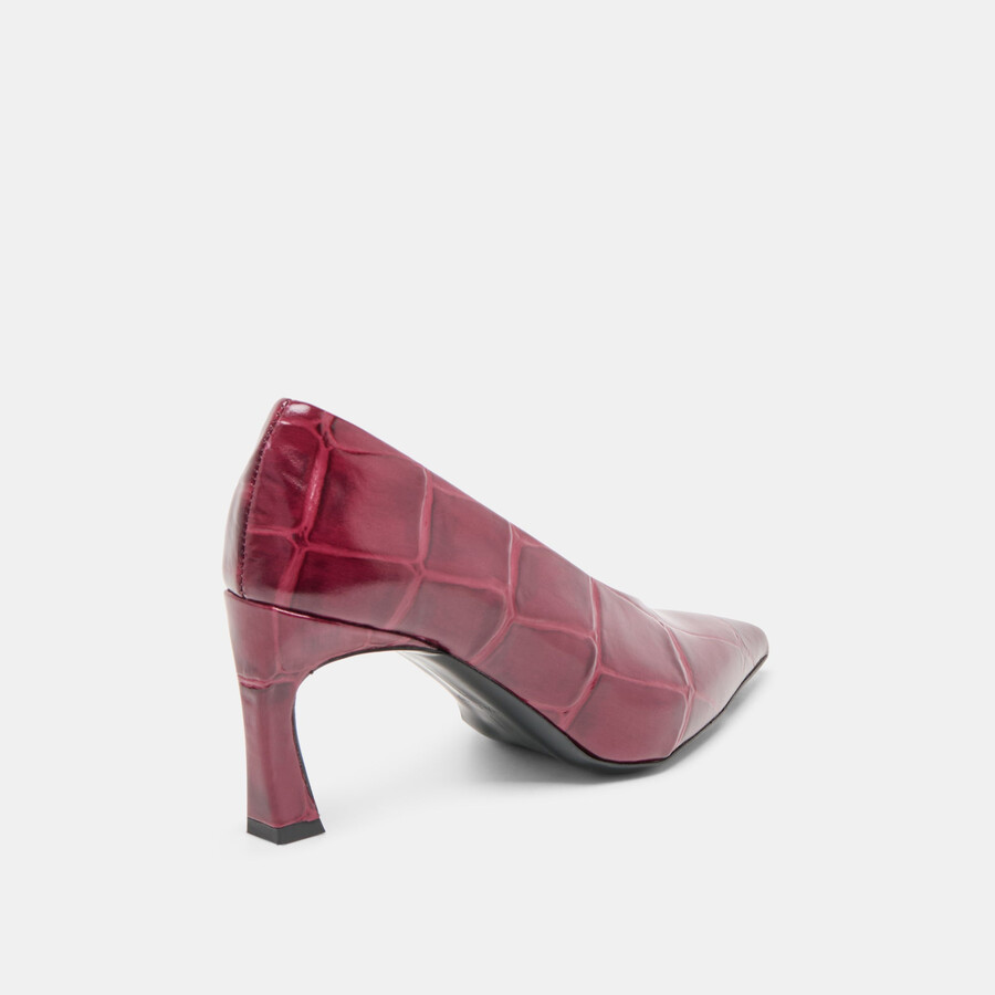 midge heels burgunderrotes leder mit krokoprägung