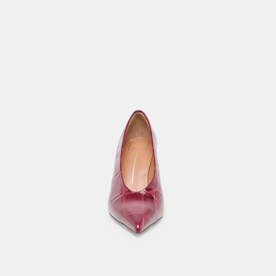 midge heels burgunderrotes leder mit krokoprägung