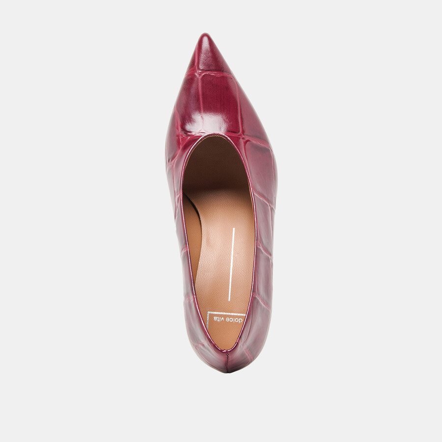 midge heels burgunderrotes leder mit krokoprägung