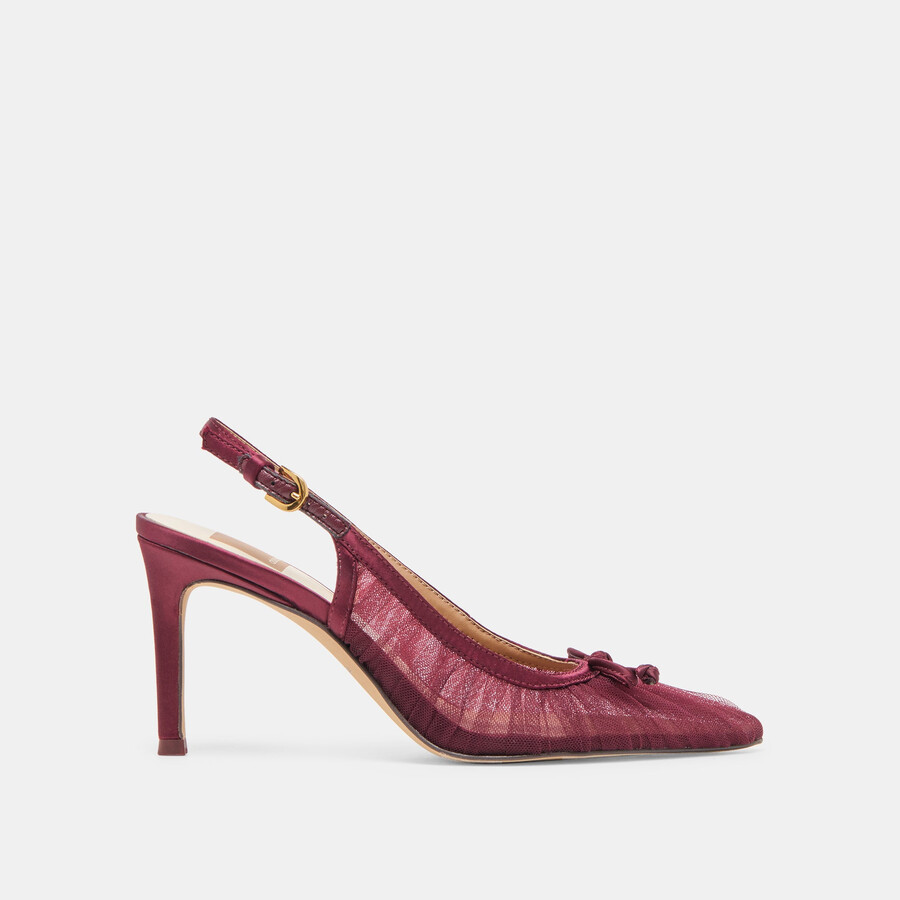 yela heels cranberry tulle