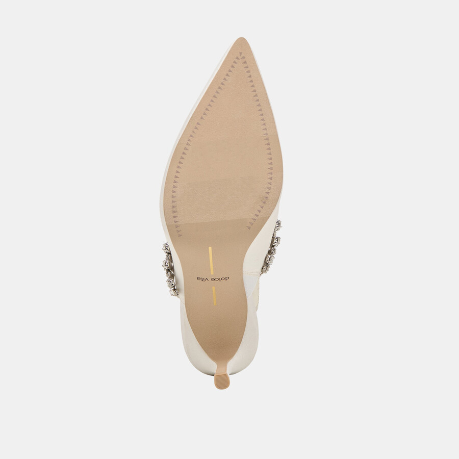 keli kristall-pumps aus weißem satin