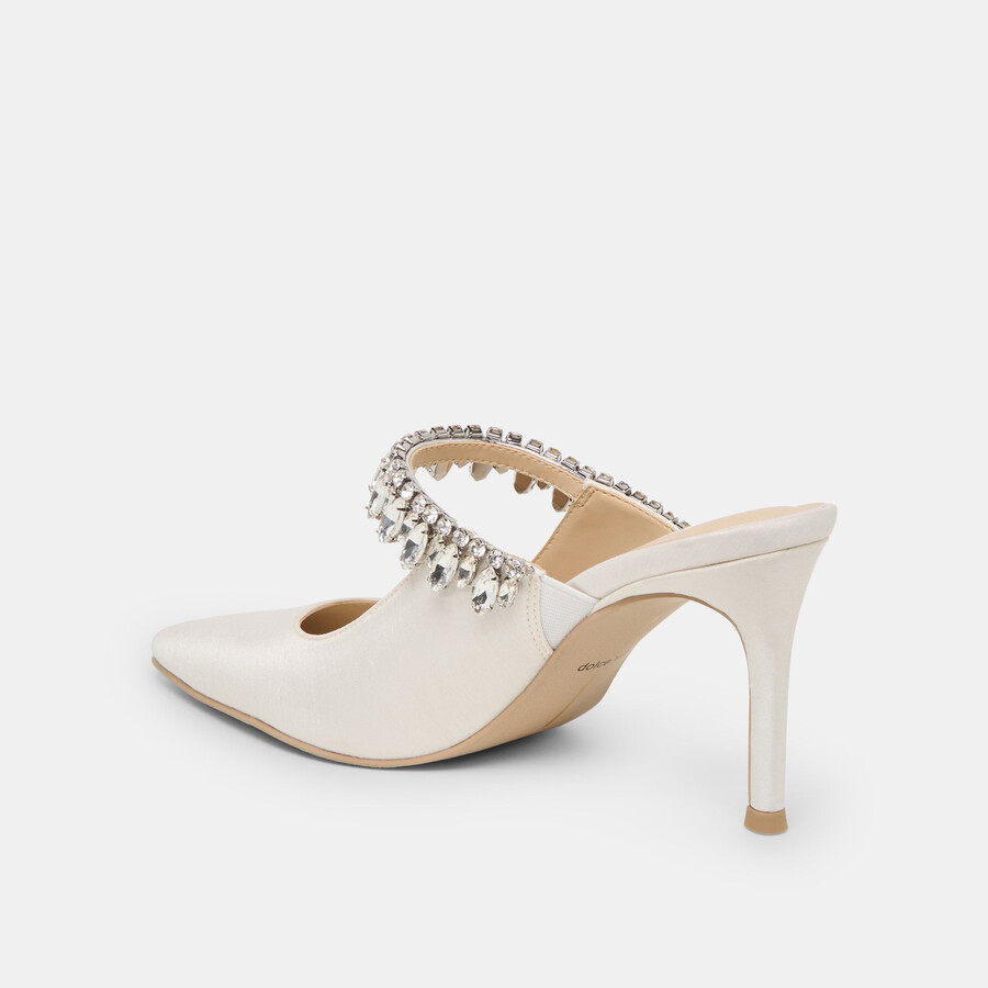 keli kristall-pumps aus weißem satin