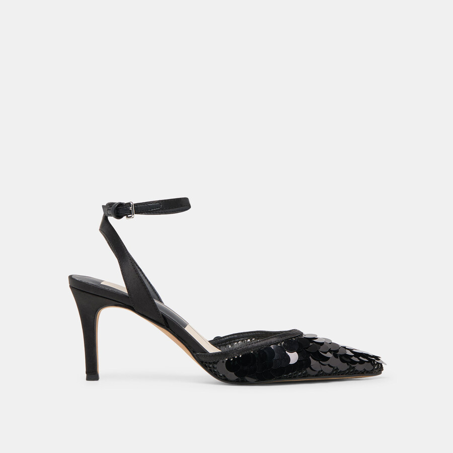 elizza confetti heels onyx gewebtes mesh