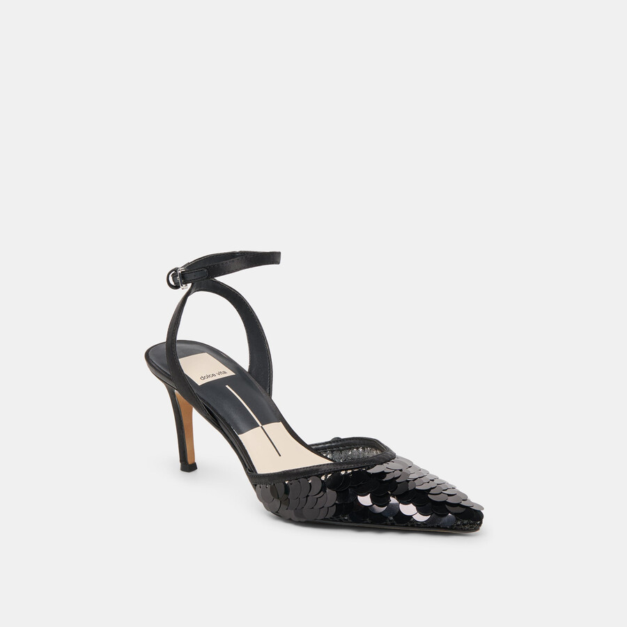 elizza confetti heels onyx gewebtes mesh